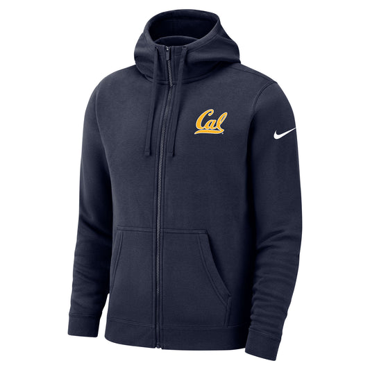 U.C. Berkeley Nike script Cal club fleece zip up hoodie sweatshirt-Navy-Shop College Wear