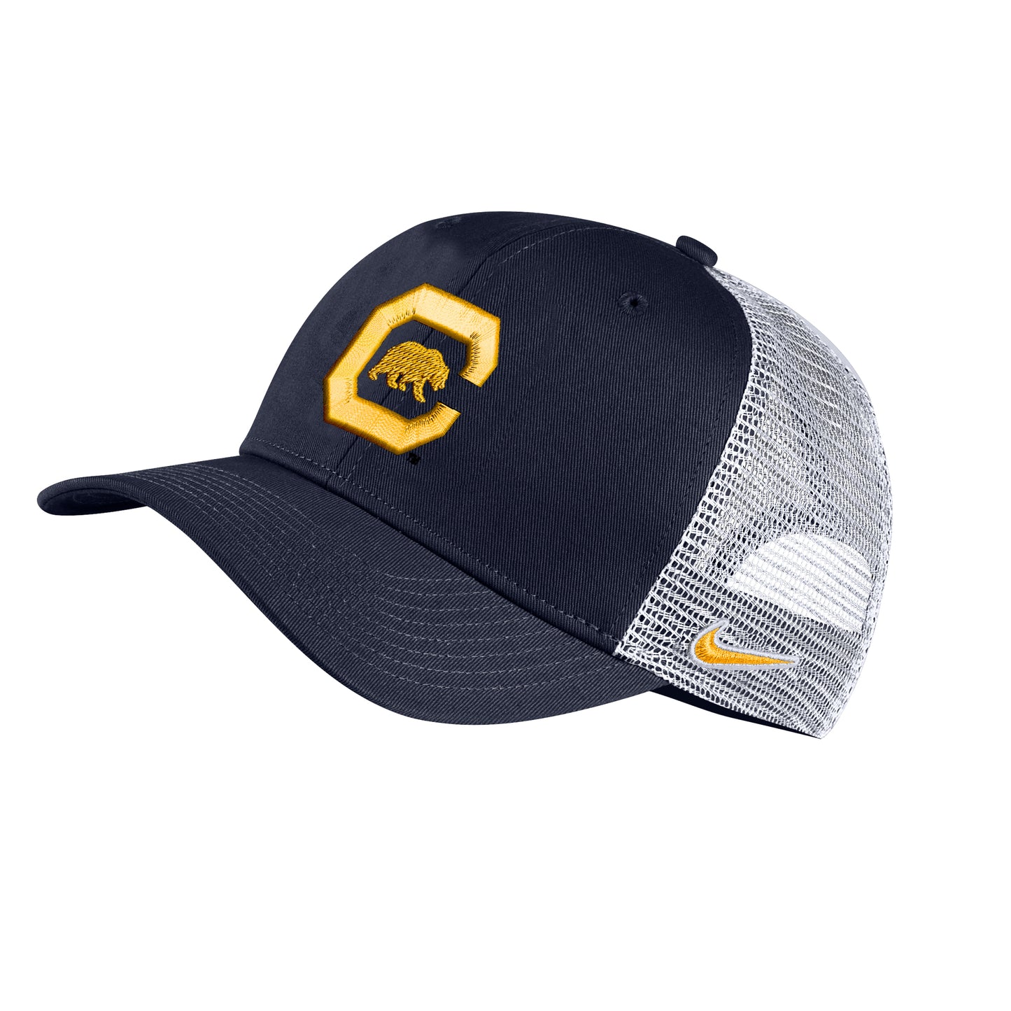 U.C. Berkeley Cal embroidered Nike trucker mesh hat with C block and Bear logo-Navy-Shop College Wear