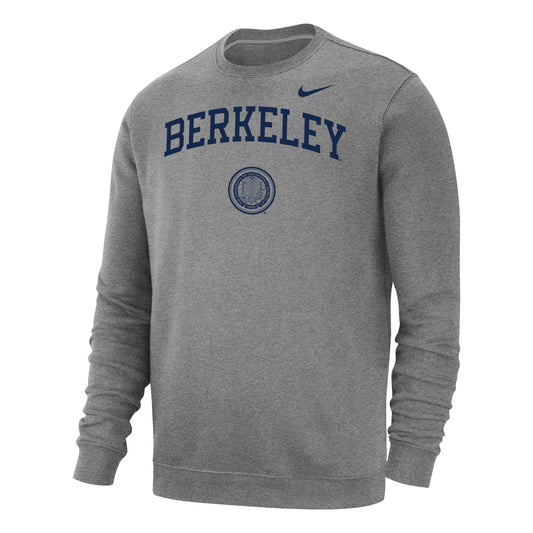 U.C. Berkeley Cal Nike crew-neck with Berkeley arch & seal-Gray-Shop College Wear