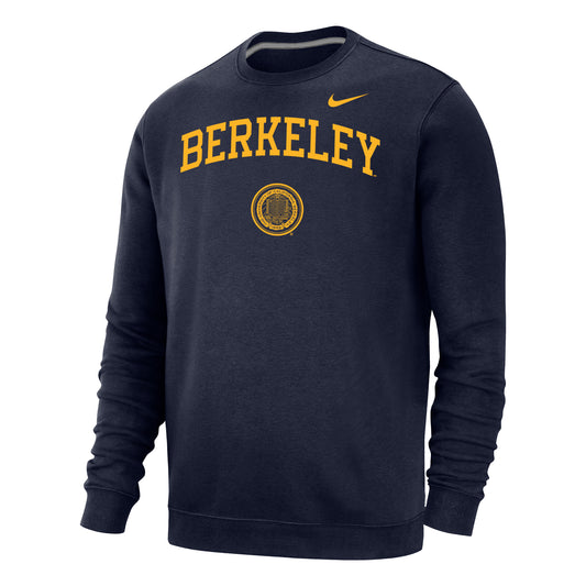 U.C. Berkeley Cal Nike crew-neck with Berkeley arch & seal-Navy-Shop College Wear