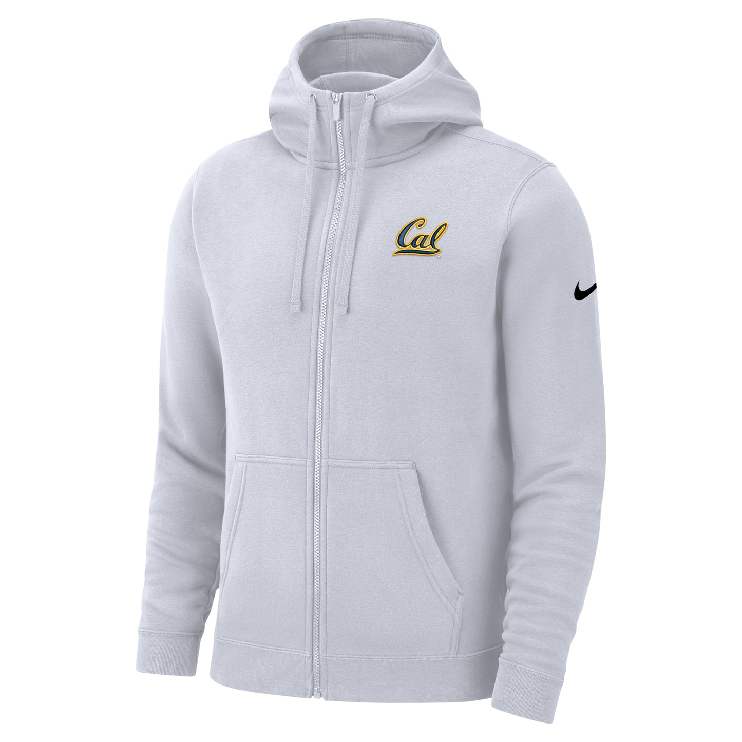 U.C. Berkeley Nike script Cal embroidered club fleece zip up hoodie sweatshirt-White-Shop College Wear