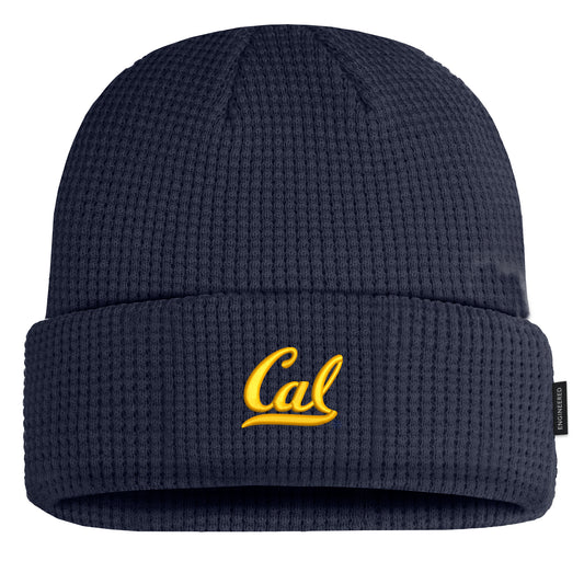 U.C. Berkeley Cal embroidered Nike cuffed waffle beanie hat-Navy-Shop College Wear