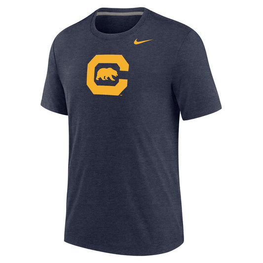 U.C. Berkeley Nike legend Dri-Fit Tri Blend T-Shirt with a retro C Bear logo-Navy-Shop College Wear