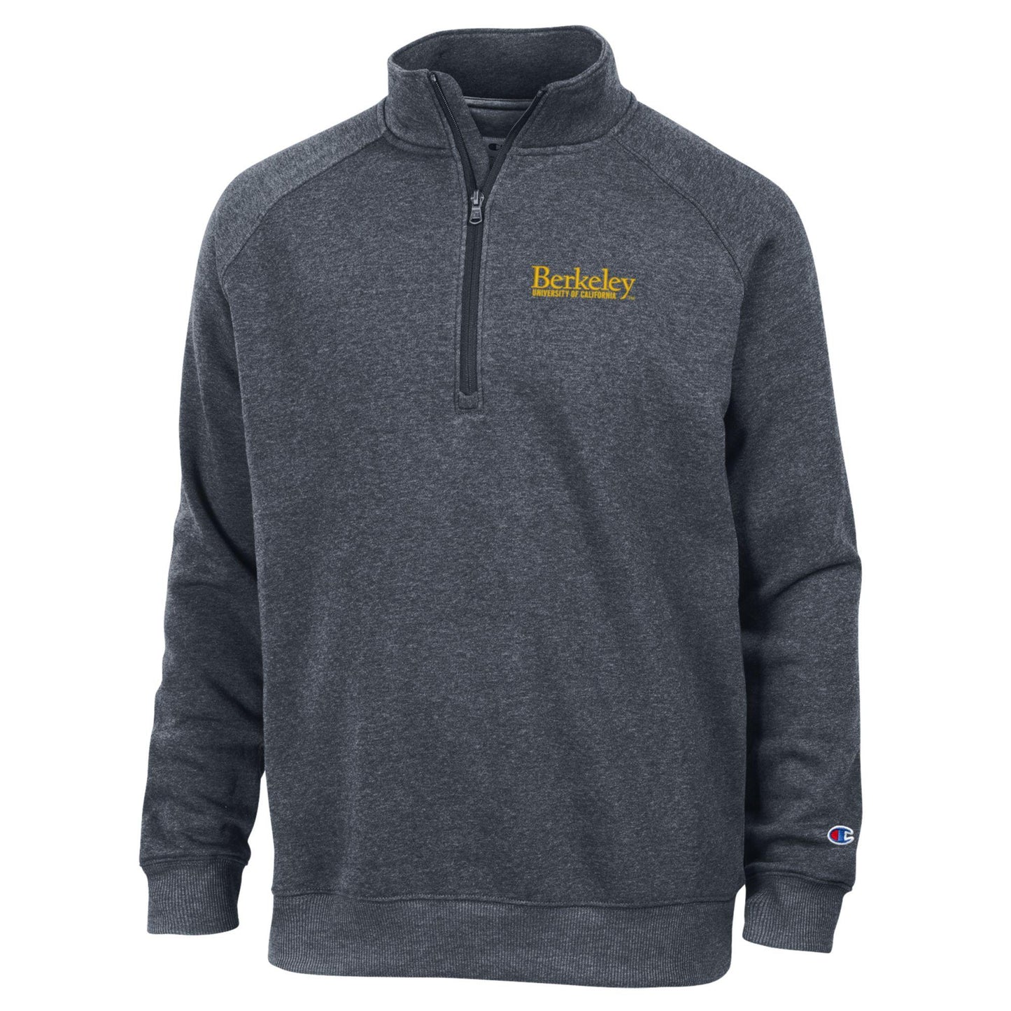 U.C. Berkeley Embroidered Berkeley over University Of California 1/4" Zip Men's Sweatshirt-Navy-Shop College Wear