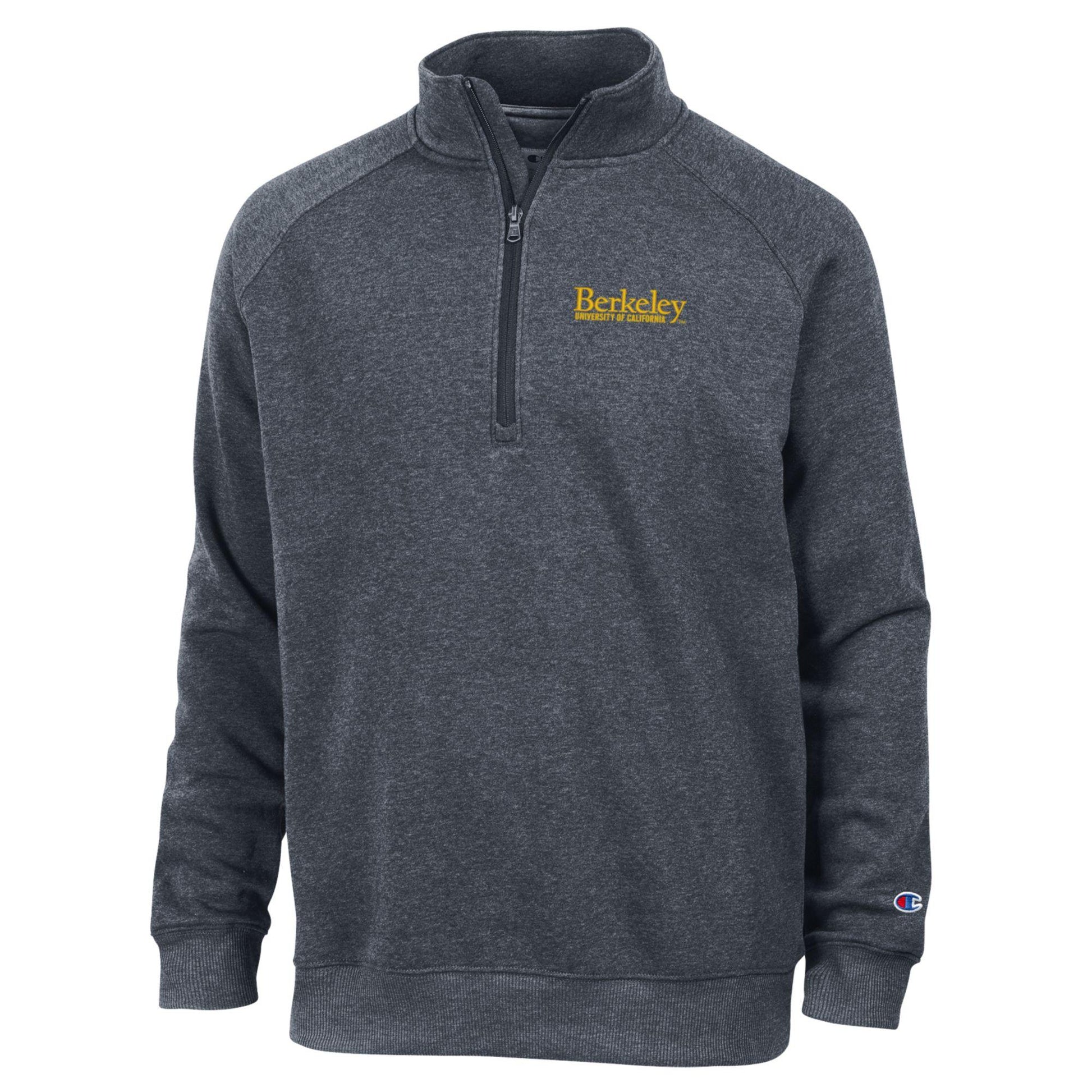 U.C. Berkeley Embroidered Berkeley over University Of California 1/4" Zip Men's Sweatshirt-Navy-Shop College Wear