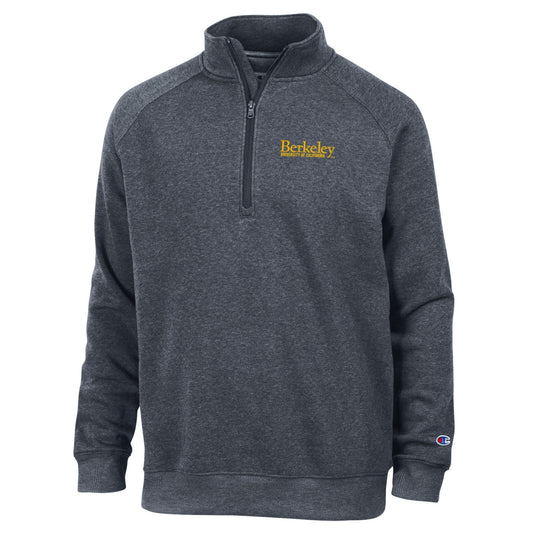 U.C. Berkeley Embroidered Berkeley over University Of California 1/4" Zip Men's Sweatshirt-Navy-Shop College Wear