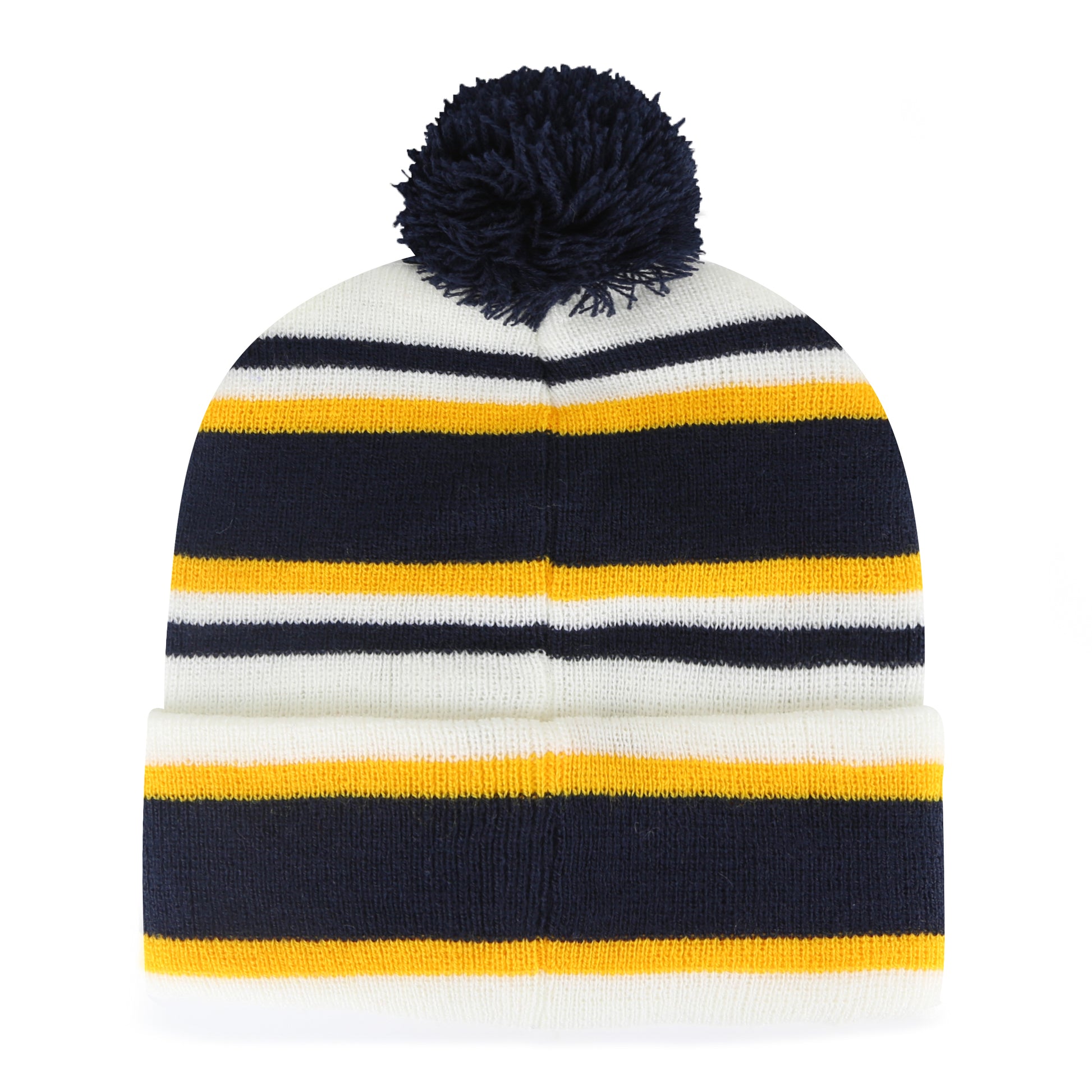 U.C. Berkeley Cal Bears team color wide stripe Pom beanie hat -Natural-Shop College Wear