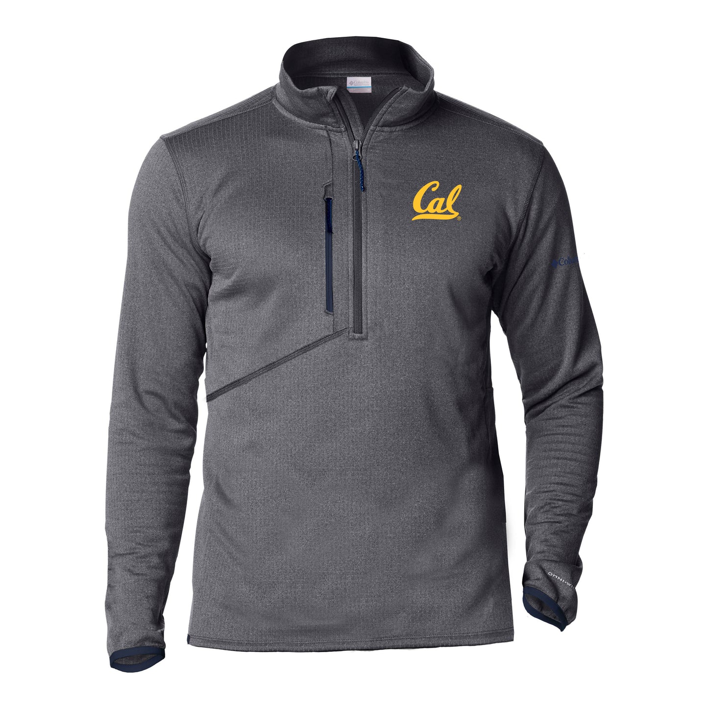 University Of California Berkeley Cal embroidered Columbia fleece men's half zip shirt- Charcoal