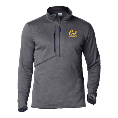 University Of California Berkeley Cal embroidered Columbia fleece men's half zip shirt- Charcoal