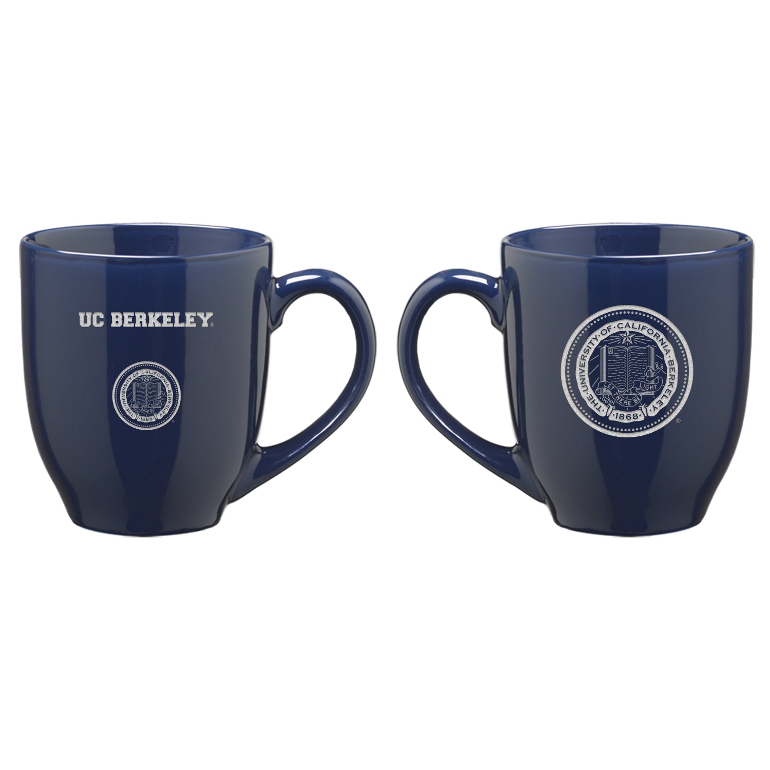 UC Berkeley and school seal Laser Engraved 16 Oz. Bistro Ceramic Mug-Navy-Shop College Wear