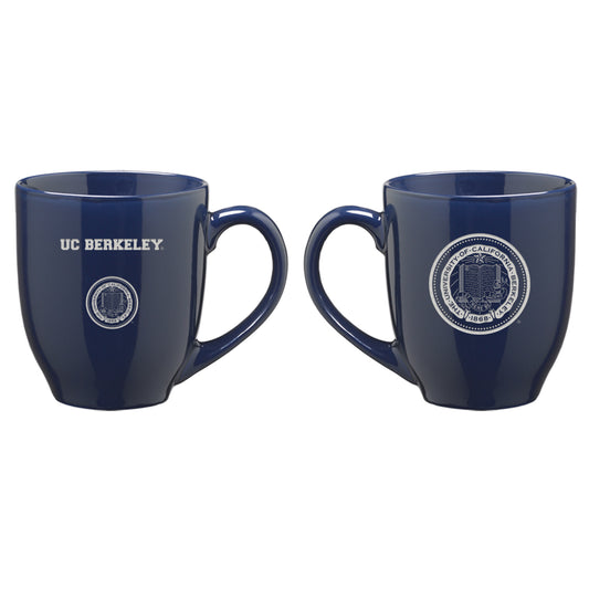 UC Berkeley and school seal Laser Engraved 16 Oz. Bistro Ceramic Mug-Navy-Shop College Wear