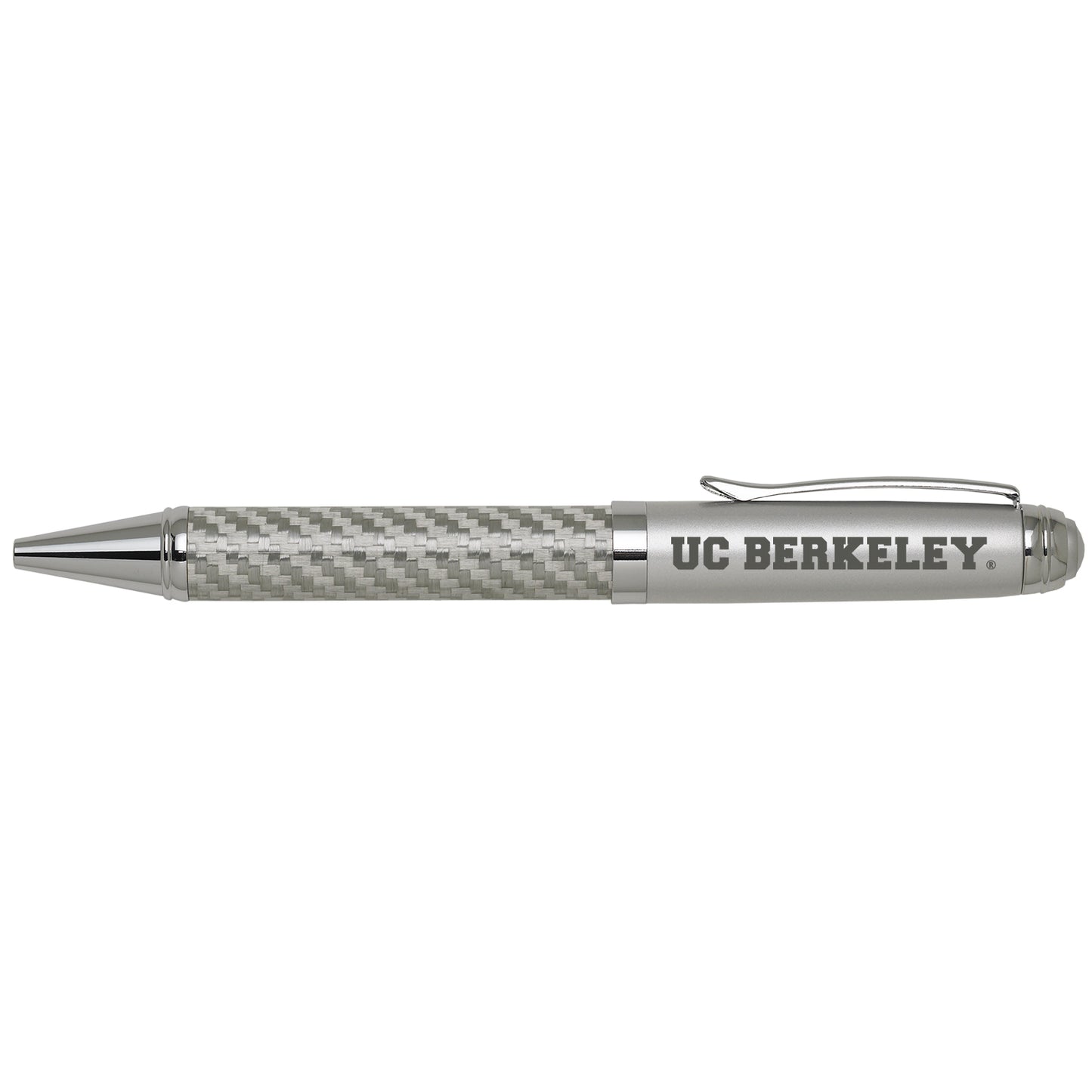 UC Berkeley Cal Carbon Fiber laser engraved brass rollerball pen -Silver-Shop College Wear