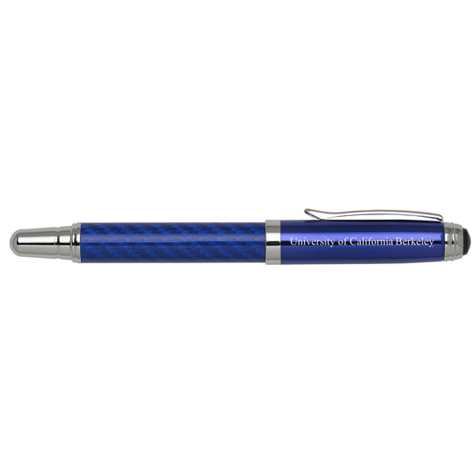 UC Berkeley Cal Carbon Fiber laser engraved brass rollerball pen -Blue-Shop College Wear