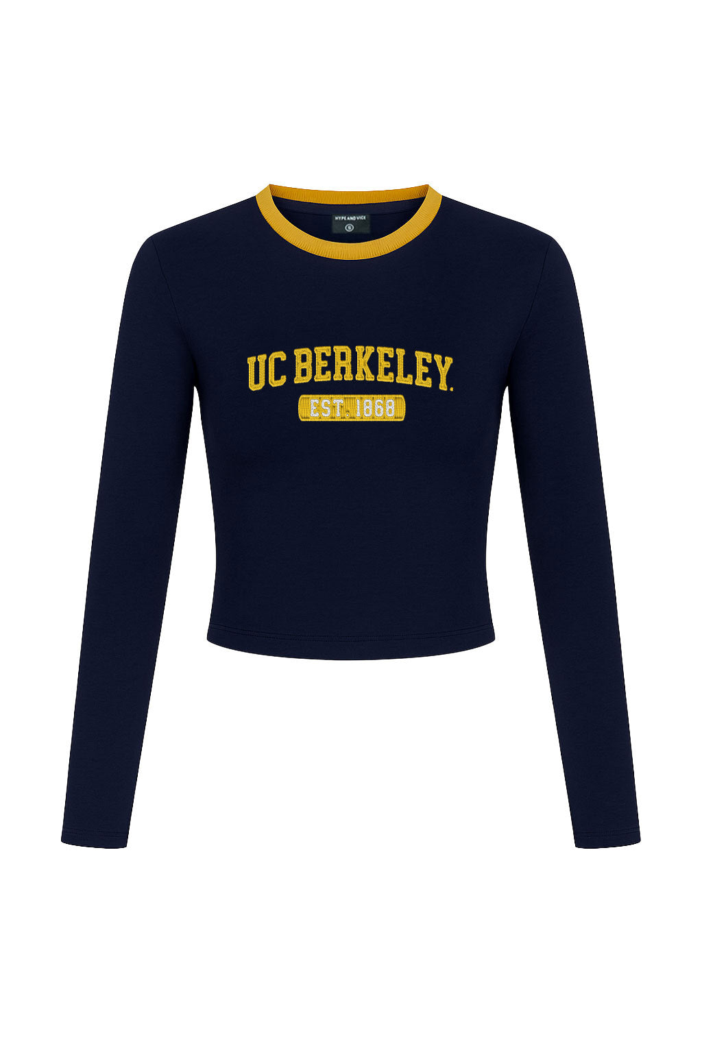UC Berkeley Cal applique women's baby tee-Navy-Shop College Wear