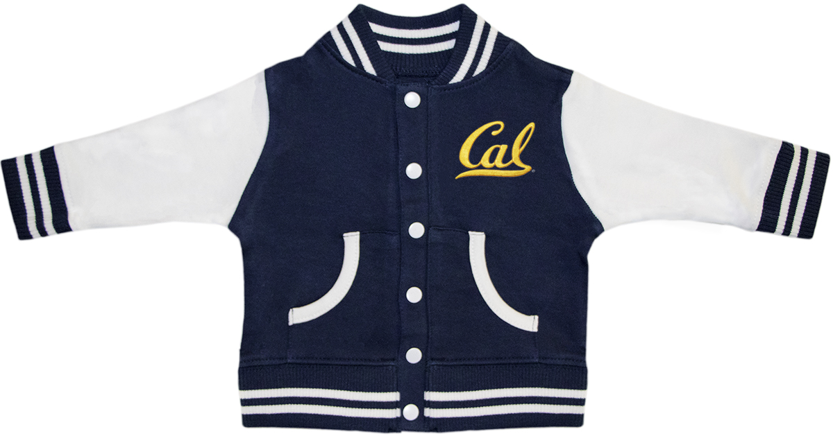U.C. Berkeley Cal applique kids baseball-Varsity jacket-Navy-Shop College Wear