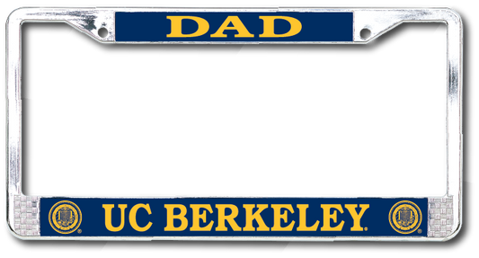 U.C. Berkeley Cal Dad Dome Standard Chrome license plate frame-Silver-Shop College Wear