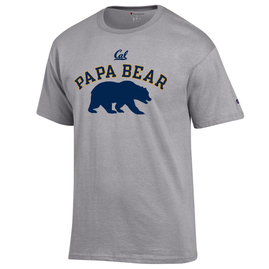 UC Berkeley Men's Papa Bear Over Walking Bear with Cal Champion T-Shirt - Grey-Shop College Wear