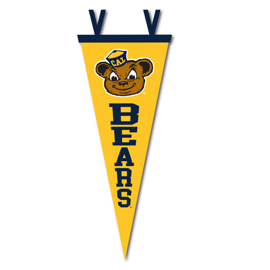 U.C. Berkeley Cal flock plus pennant Oski Bears 7 inches by 18 inches-Gold-Shop College Wear