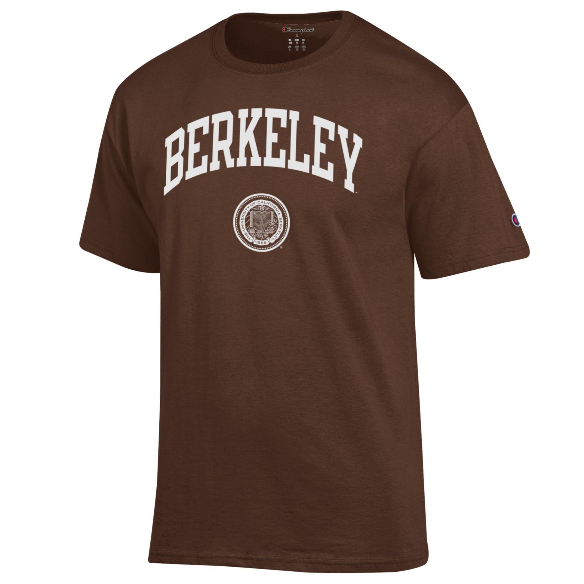 U.C. Berkeley Arch Over Seal Men's Champion T-Shirt-Brown-Shop College Wear