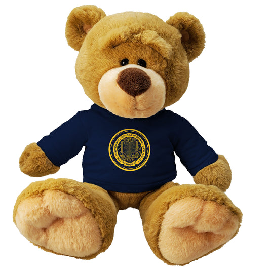 U.C. Berkeley Cal Fuzzy-Wuzzy plush teddy bear with the school seal hoodie sweatshirt-Brown-Shop College Wear