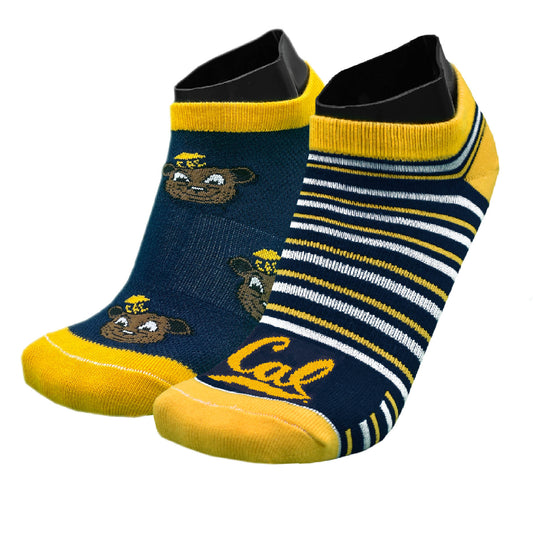 U.C. Berkeley Cal Oski all over print and navy gold stripe 2 pack socks-Navy-Shop College Wear