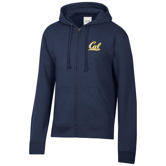 U.C. Berkeley Cal embroidered left chest cotton rich zip-up hoodie sweatshirt-Navy-Shop College Wear
