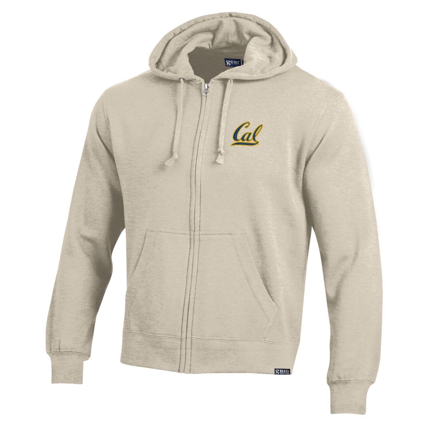 U.C. Berkeley Cal embroidered left chest cotton rich zip-up hoodie sweatshirt-Oatmeal-Shop College Wear