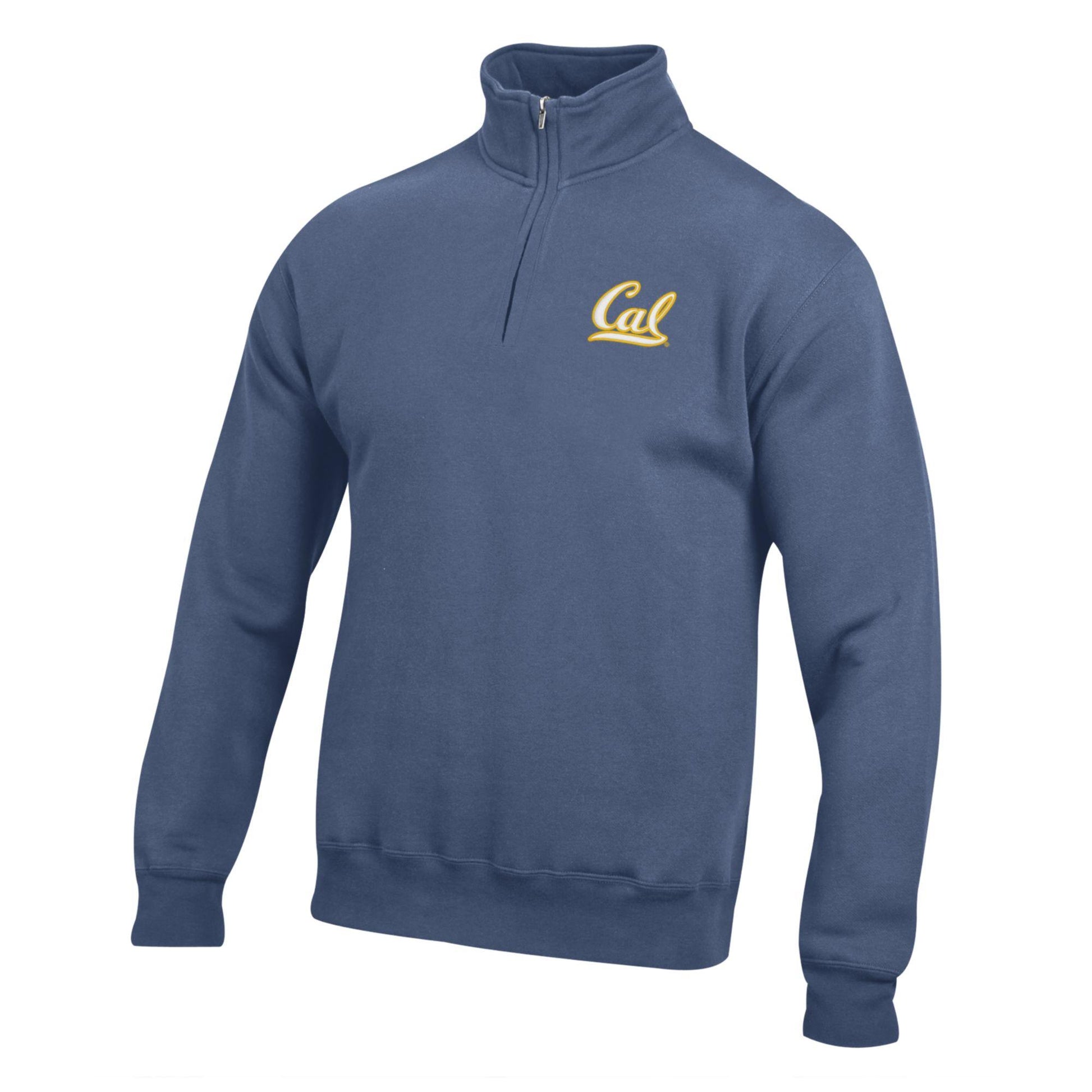 U.C. Berkeley Cal embroidered Men quarter Zip sweatshirt-Blue-Shop College Wear
