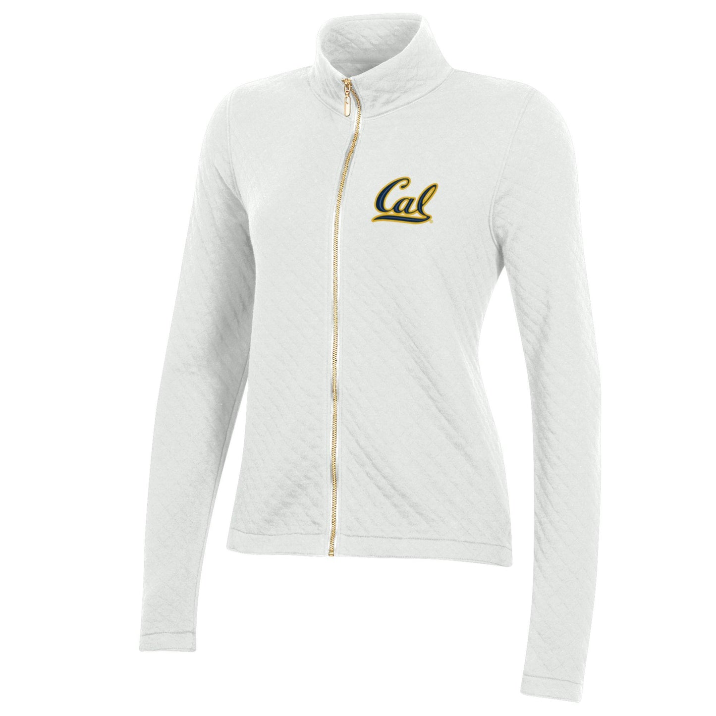 U.C. Berkeley Cal embroidered Gear for Sports women's quilted zip hoodie-White-Shop College Wear