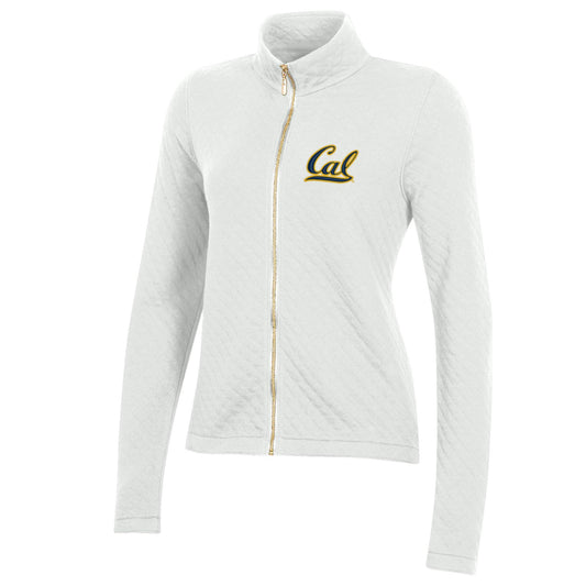 U.C. Berkeley Cal embroidered Gear for Sports women's quilted zip hoodie-White-Shop College Wear