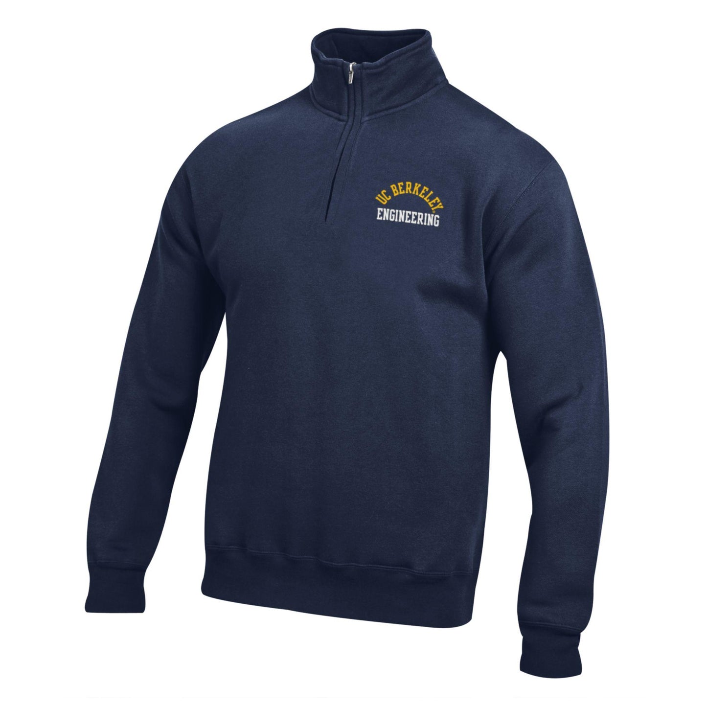 UC Berkeley embroidered Men's Big Cotton quarter zip sweatshirt-Navy