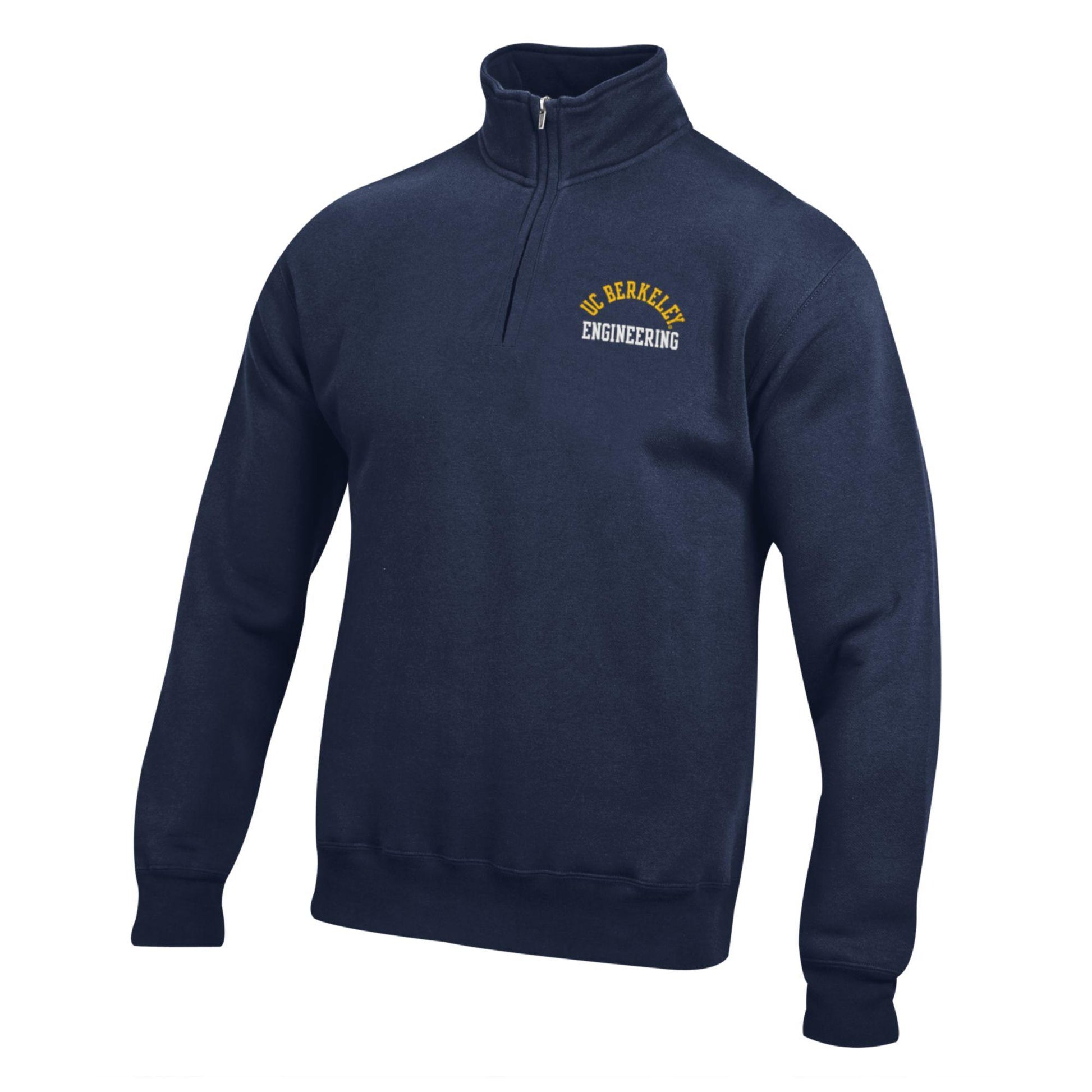 UC Berkeley embroidered Men's Big Cotton quarter zip sweatshirt-Navy