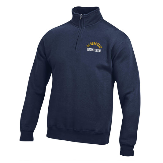 UC Berkeley embroidered Men's Big Cotton quarter zip sweatshirt-Navy-Shop College Wear