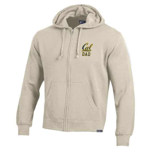 U.C. Berkeley Cal Dad embroidered left chest cotton rich zip-up hoodie sweatshirt- Oatmeal-Shop College Wear