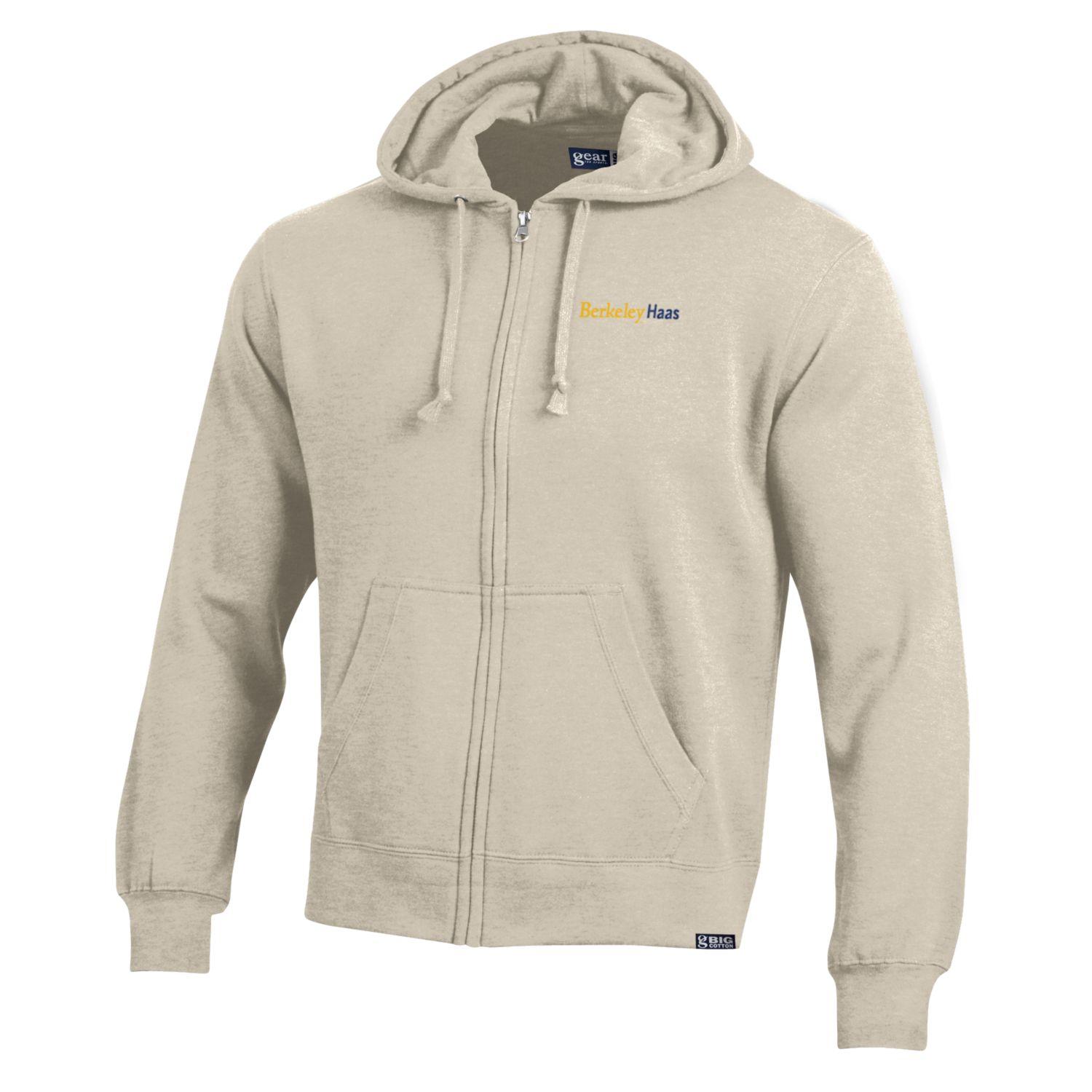 U.C. Berkeley Haas Business School embroidered left chest cotton rich zip-up hoodie sweatshirt- Oatmeal-Shop College Wear