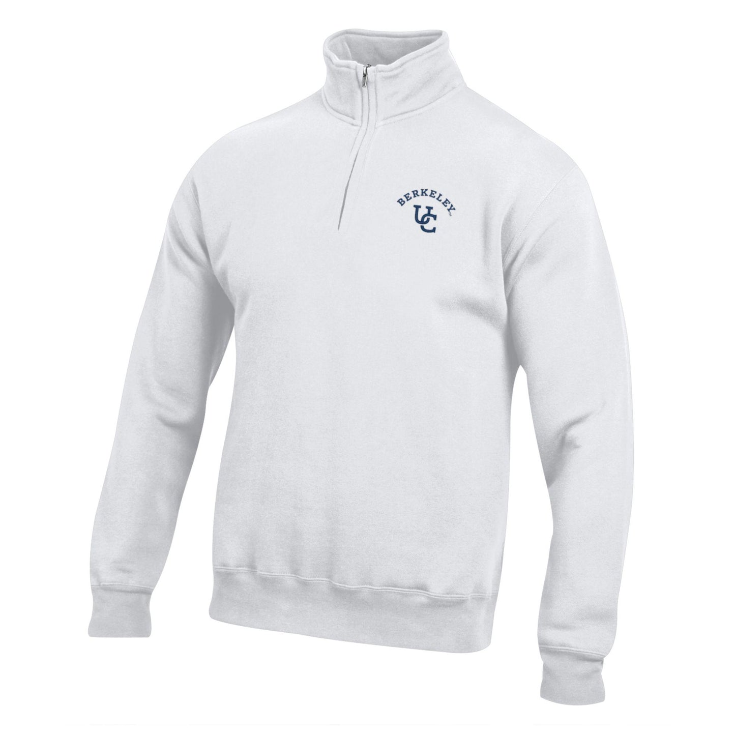 U.C. Berkeley Cal embroidered Big Cotton 1/4" Zip men's sweatshirt-White-Shop College Wear