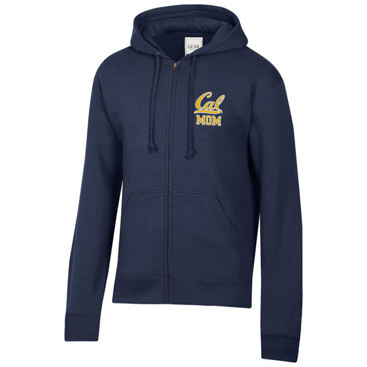 U.C. Berkeley Cal Mom embroidered left chest cotton rich zip-up hoodie sweatshirt-Navy-Shop College Wear