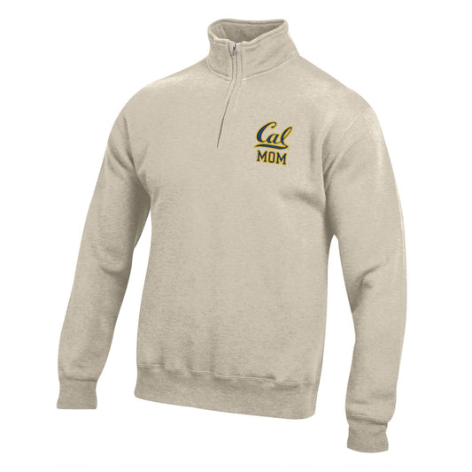 U.C. Berkeley Cal Mom embroidered cotton rich quarter zip-up hoodie sweatshirt-Oatmeal-Shop College Wear