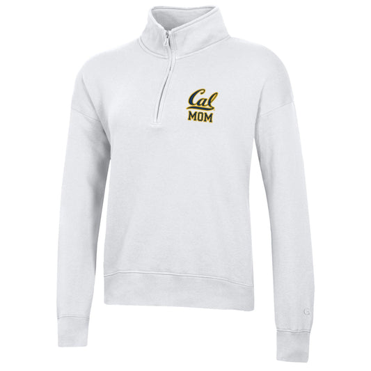 U.C. Berkeley Cal Mom embroidered cotton rich quarter zip-up hoodie sweatshirt-White-Shop College Wear