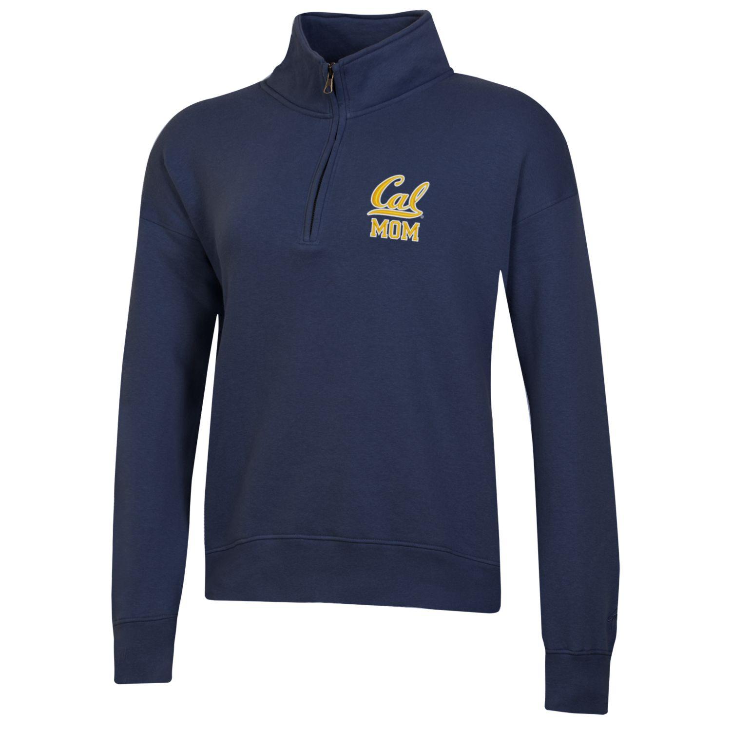 U.C. Berkeley Cal Mom embroidered Big Cotton women's 1/4 Zip sweatshirt-Navy-Shop College Wear