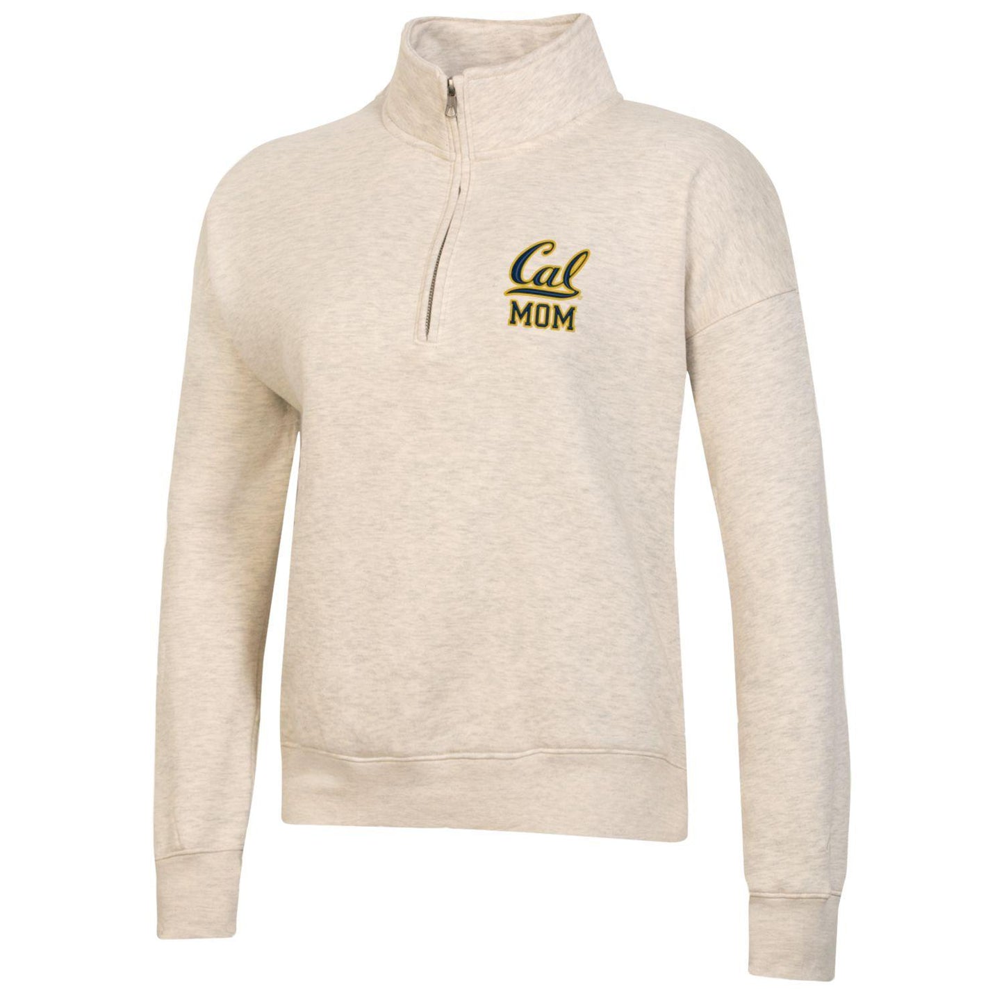 U.C. Berkeley Cal Mom embroidered Big Cotton women's 1/4 Zip sweatshirt-Oatmeal-Shop College Wear