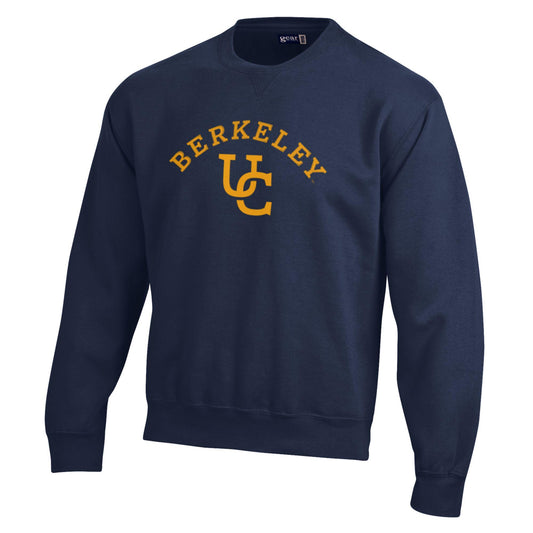 U.C. Berkeley arched applique above UC logo cotton rich crew-neck sweatshirt-Navy-Shop College Wear