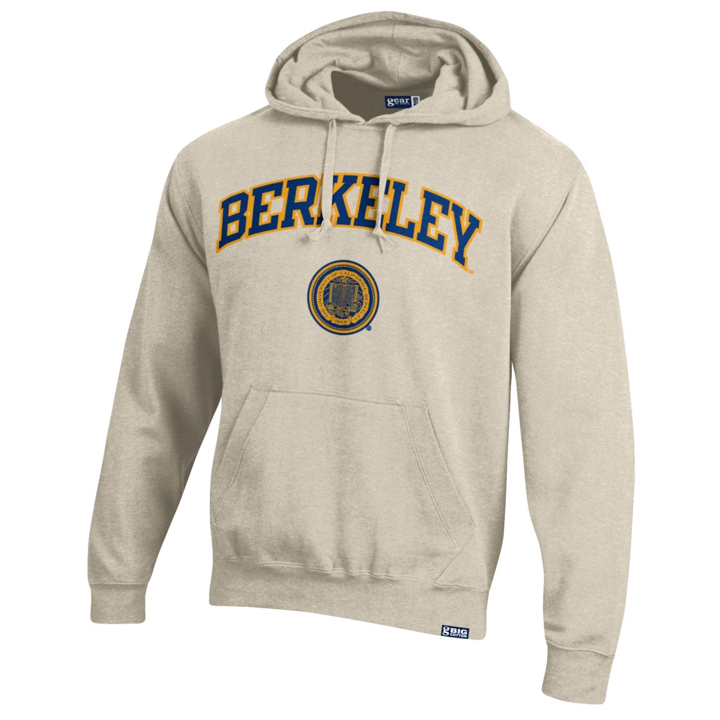 U.C. Berkeley arch & seal rich cotton double applique hoodie sweatshirt-Oatmeal-Shop College Wear