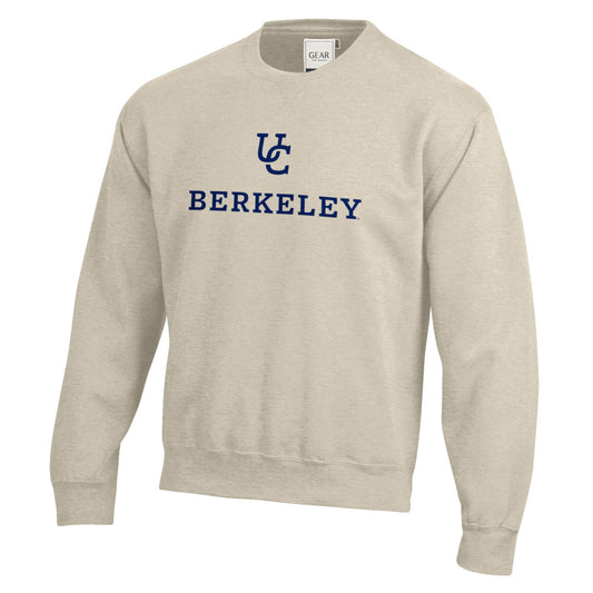 U.C. Berkeley Cal embroidered Big Cotton crew-neck sweatshirt with the UC interlocking logo-Oatmeal-Shop College Wear
