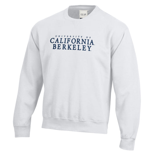 University of California Berkeley stacked embroidered rich crew-neck sweatshirt-White-Shop College Wear