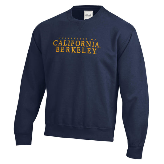 University of California Berkeley stacked embroidered rich crew-neck sweatshirt-Navy-Shop College Wear