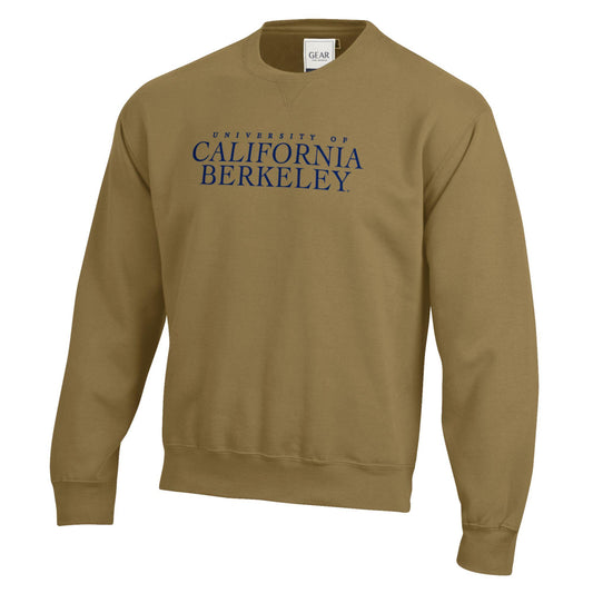 University of California Berkeley stacked embroidered cotton rich sweatshirt-Light Brown-Shop College Wear