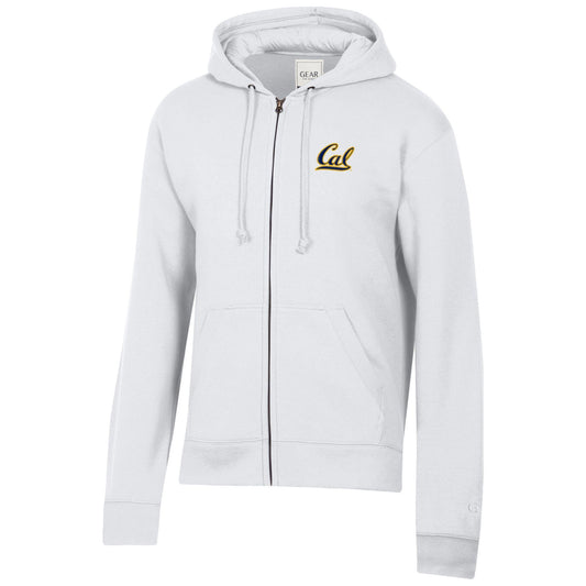 U.C. Berkeley Cal embroidered zip-up hoodie sweatshirt - White-Shop College Wear