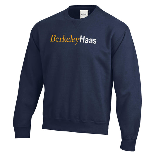 U.C. Berkeley rich cotton Berkeley Haas embroidered crew-neck sweatshirt-Navy-Shop College Wear