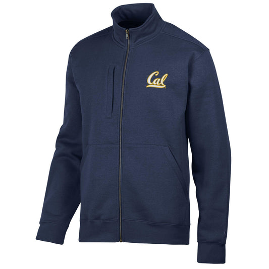 UC Berkeley embroidered rich cotton men's Cal embroidered zip-Up sweatshirt-Navy-Shop College Wear